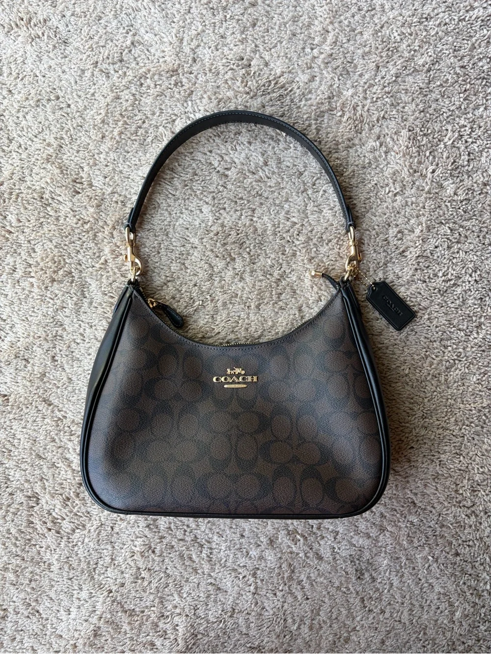 Coach Teri Hobo Bag in Signature Canvas | Gold Brown Black | Style Number CK161